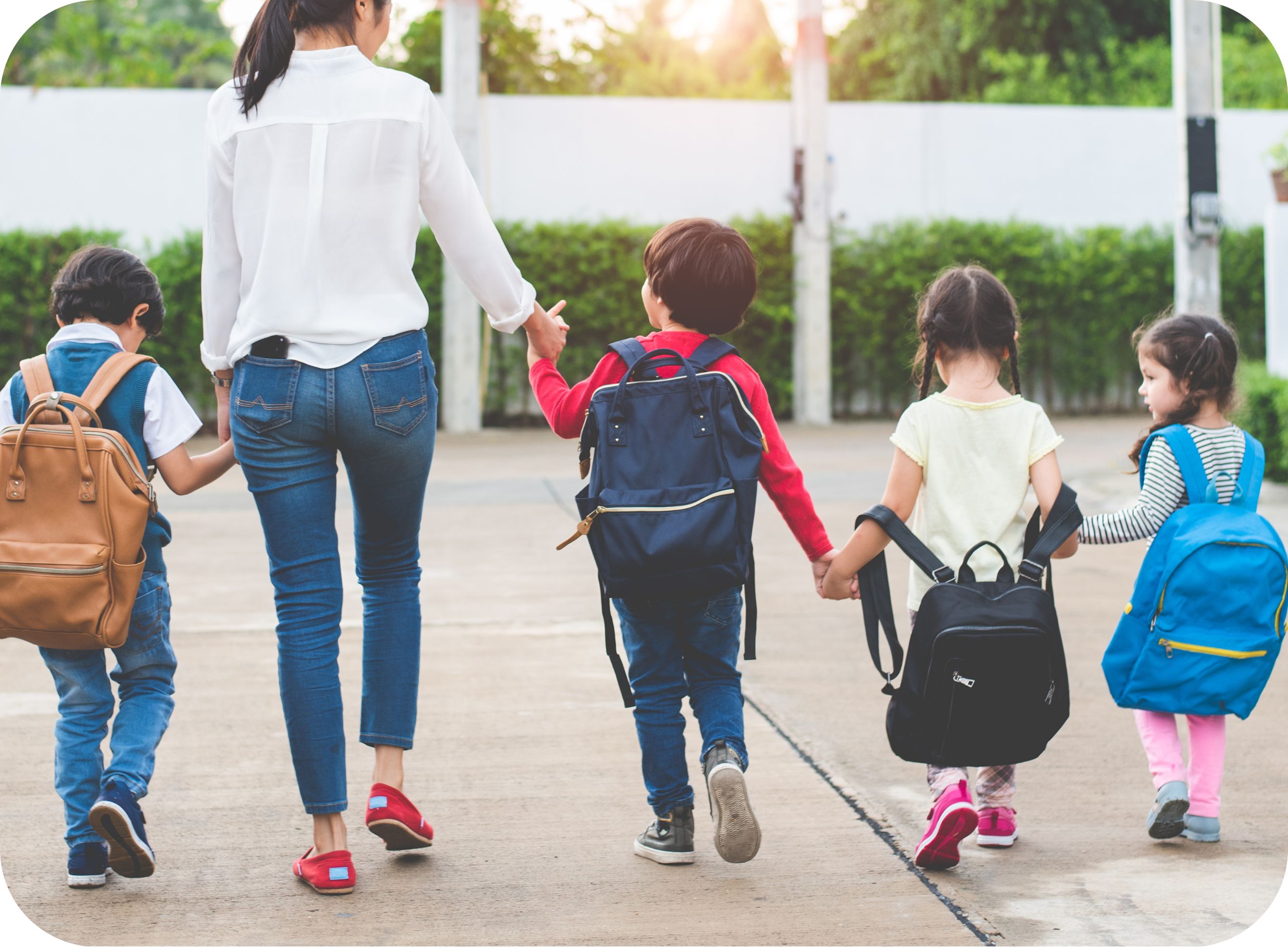 Mum with children returning to school