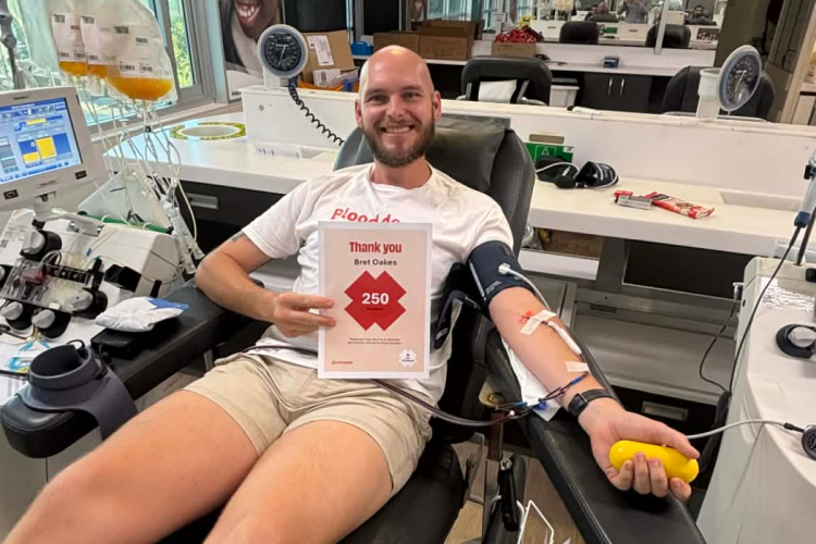 Brett making his 250th donation.