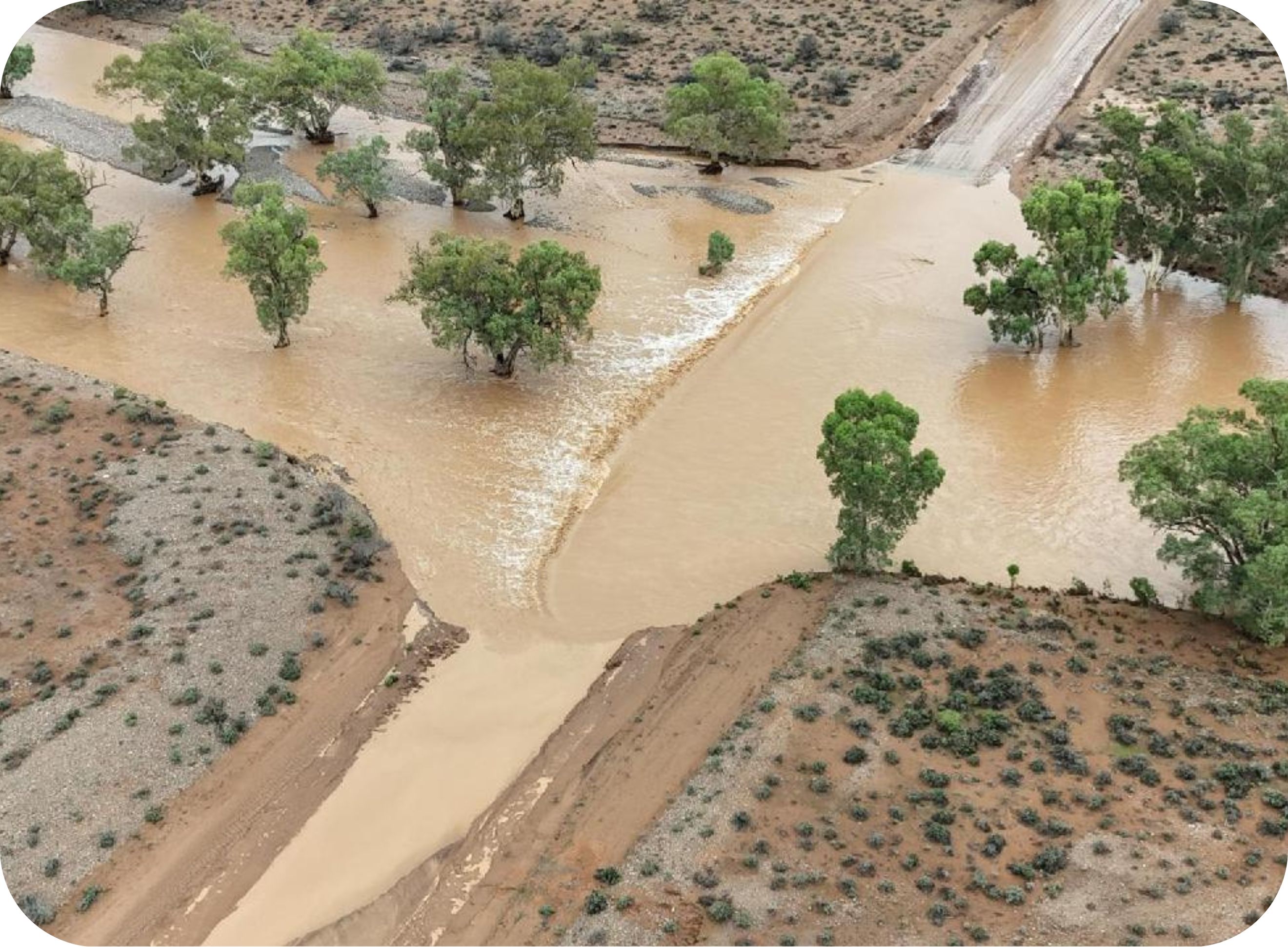 Flash flooding over road