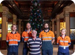 Image of the team in front of the tree