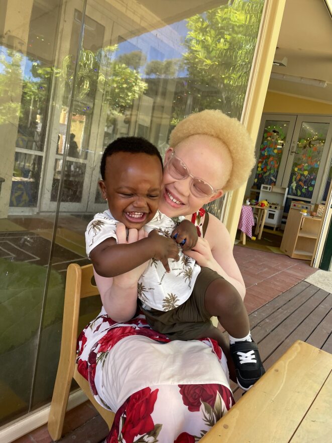 Aline and her son.