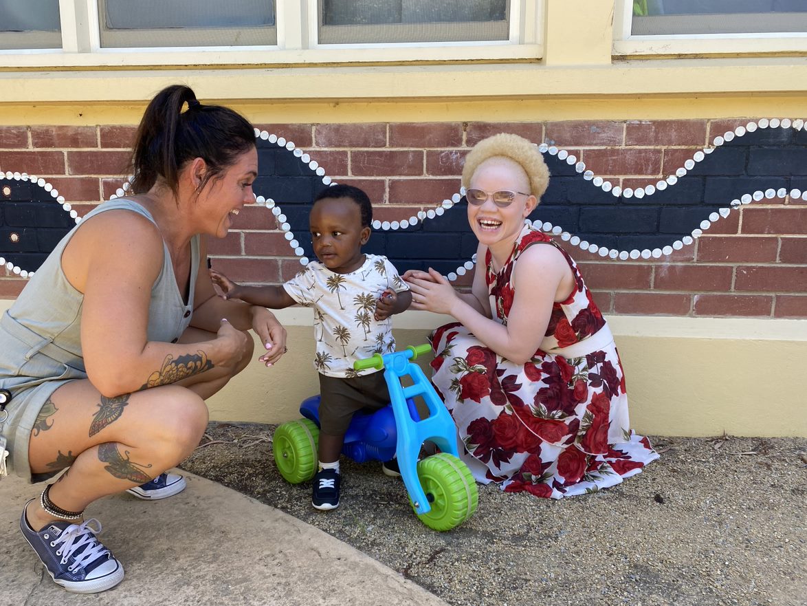 Aline and her support worker.