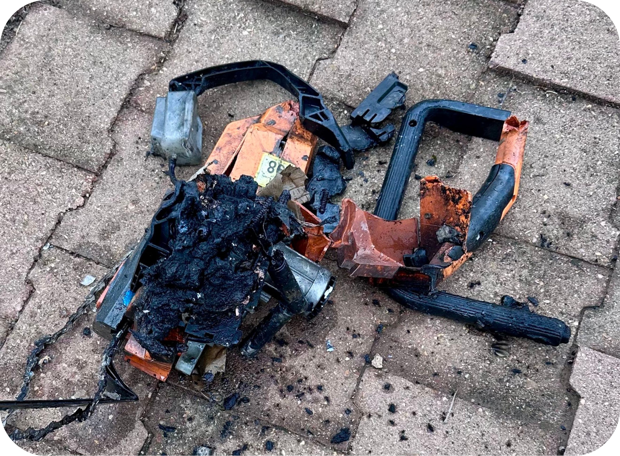 Hedge trimmer battery fire