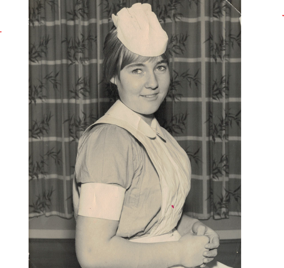 Black and white image of Jennie Jacobs as a young nurse.