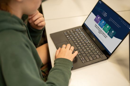 Image of students using laptop.