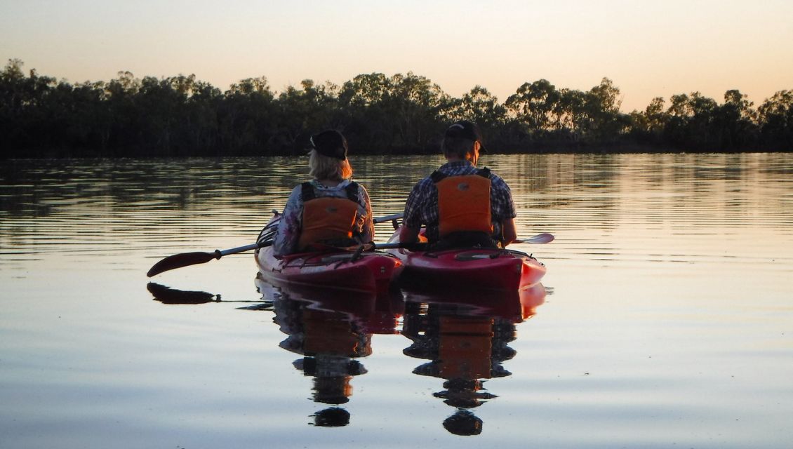 Image of two people kayaking along the River Murray