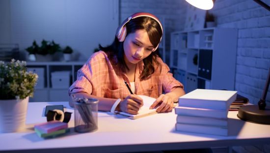 Image of a student studying for exams
