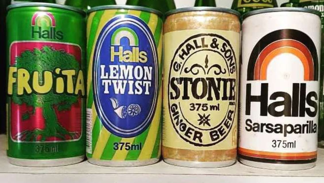 Image of the iconic Halls soft drink cans