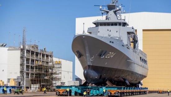 Image of the Australian Defence Force's newest patrol vessel, OPV NUSHIP Eyre.