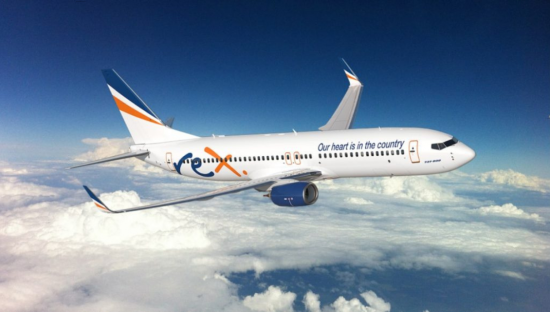 Image of a Rex Airline plane in the sky to mark the new Perth-Adelaide Rex Airlines service 